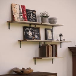 HOUSE Zwevende wandplanken, rustieke houten badkamerplanken, set van 5, boerderijstijl zwevende plank voor wanddecoratie, hangende planken voor slaapkamer, opslag, keuken, woonkamer - bruin — thumbnail 4