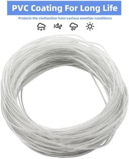 Dailygoods- Waslijn 30 m - Stalen kern - Zware belasting - Roestvrij - Waterdicht - Draagvermogen 220 kg - Wasdraad — thumbnail 3
