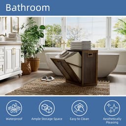 Dailygoods- Wasmandkast 63 Liter - Verwijderbare Waszak - Metalen Handgreep - Kantelbaar - Multifunctioneel - Geschikt voor Keuken/Badkamer - Opbergkast — thumbnail 5
