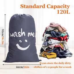 Dailygoods- Waszakken Set van 2 - 120 Liter - Vuilafstotend - Stofdicht - Opvouwbaar - Lichtgewicht - Trekkoordsluiting - Opbergtas — thumbnail 2