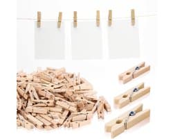 Dailygoods - Houten knijpers, mini-wasknijpers, 150 stuks, decoratieve knijpers, kleine houten wasknijpers, voor foto's, collages, ansichtkaarten, geschenken (drie maten)