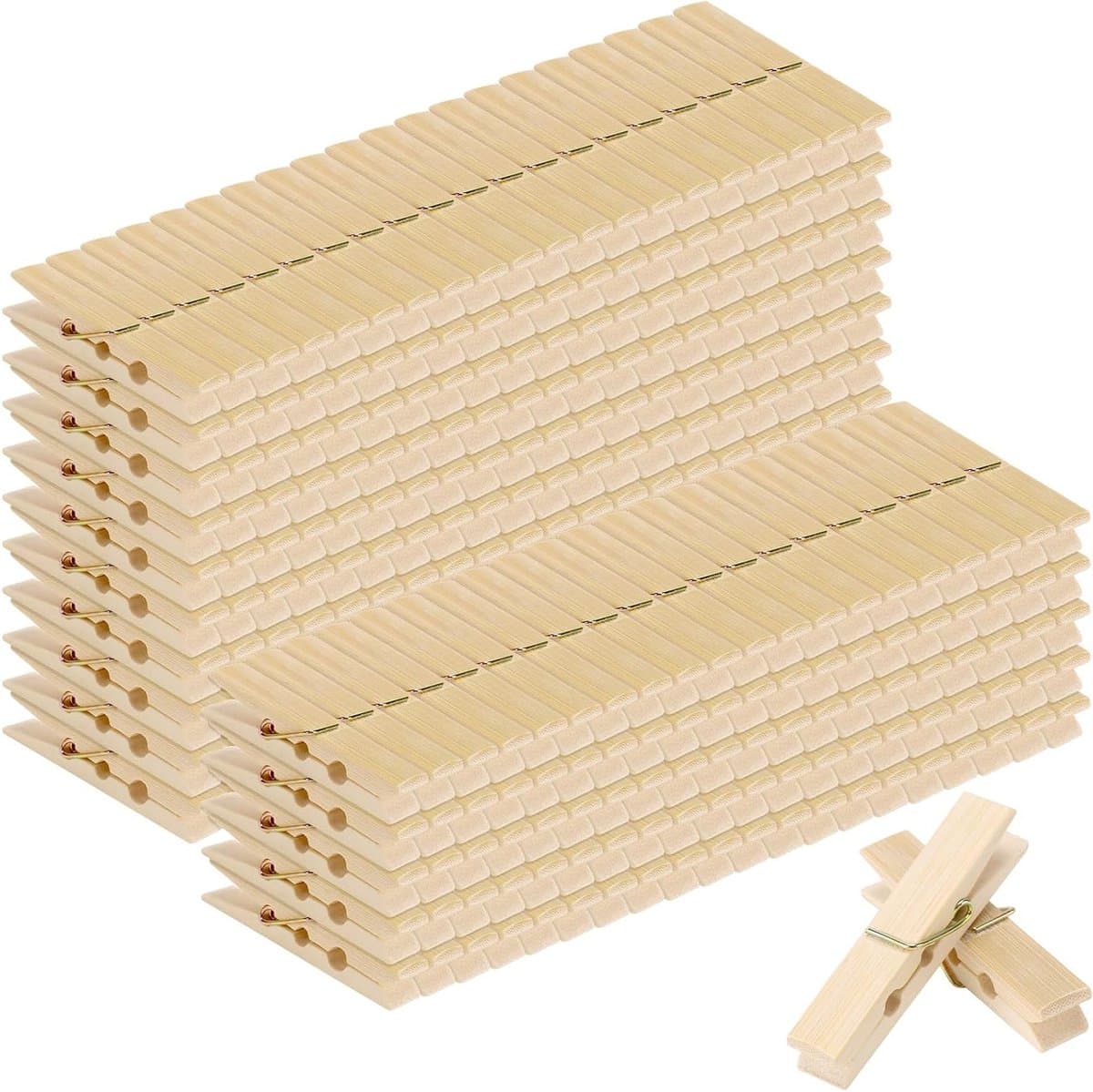 Houten wasknijpers 300 stuks, 6,1 x 1,1 cm, ideaal voor wasgoed, knutselen en decoratie — afbeelding 1
