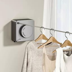 Binnenshuis Waslijnen - Intrekbare Waslijn - Kleding Drogen - Sterk Draagvermogen - 1 Meter - Grijs — thumbnail 2