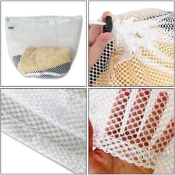 SnelShoppen - Mesh Waszak Portable Waszak met Treksluiting Draagbare Dunne Mesh Waszak voor Kleding, Beddengoed, Tafelkleed, Gordijnen - 60x40cm — thumbnail 4