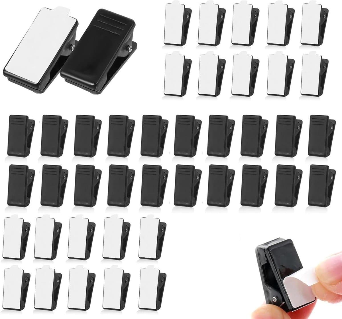 Kleine klemmen - Veerclips - Decoraties ophangen - Dubbelzijdig klevend - 40 stuks - Zwart — afbeelding 1