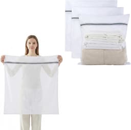 SnelShoppen - Pack van 3 Grote Wasnetten 60 x 60 cm met Rits - Herbruikbare Waszak voor Wasmachine - Geschikt voor Hemden, Truien, Jassen en Werkkledi — thumbnail 1