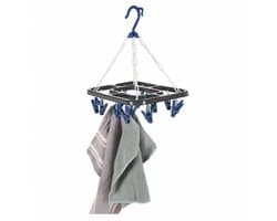 Storage Solutions Droogcarrousel / droogmolen - grijs / blauw - met 18 knijpers - 24 x 31 cm - kunststof
