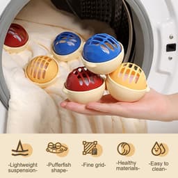 Herbruikbare pluizenballen voor wasmachine - pack van 3 - microvezel - effectief tegen dierenhaar en pluis - ShopVlot — thumbnail 3