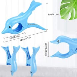 Dailygoods- Strandhanddoekklem - 4 Stuks - Antislip - Winddicht - Lichtgewicht - Robuust Kunststof - Dolfijn Vormgeving - Handdoekclip — thumbnail 3
