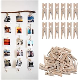 Decoratieve Houten Mini Kledingknijpers 2.5 cm / 3 cm - Set van 50 Kleine Knijpers voor Foto's en DIY Projecten — thumbnail 1
