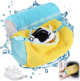 Waszak voor Schoenen, Geschikt voor de Wasmachine, Zippered Schoenentas voor Sport- en Tennisschoenen, Verkrijgbaar in Meerdere Kleuren (Geel en Blauw) — thumbnail 1