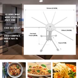 Dailygoods- Pastadroger - Opvouwbaar Droogrek - 10 Uittrekbare Sporten - Maximaal 2 kg Pasta - Geïntegreerde Transportstaaf - Eenvoudig Verse Pasta Maken — thumbnail 3