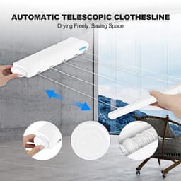 Dailygoods- Waslijn Uittrekbaar 3,75 m - Wanddroogrek - Ruimtebesparend - 5 Lijnen - Eenvoudig te Bevestigen - ABS-Kunststof - Droogrek — thumbnail 4