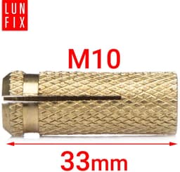 Muuranker Messingplug - Inslagplug Uitbreekhuls - Zwaar Belaste Bevestiging - Corrosiebestendig Messing - M10 33 mm - Messing — thumbnail 3