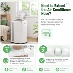Koppelstuk Mobiele Airco Afvoerslang Met Airco slang 200Cm（Ø15Cm） - Voor Ø13-15cm Afvoerslang Airco Slang - Airco Slang Koppeling - Airconditioning Slangkoppelin - Interface Afvoerslang - Universele Afvoerslangadapter Voor Ventilatie En Koelsystemen — thumbnail 2
