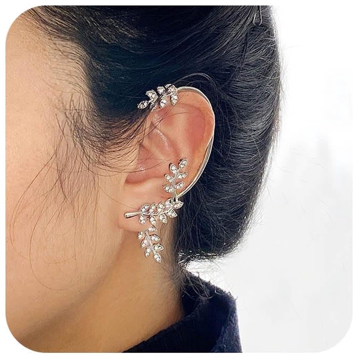 bladeren oor manchet oorbellen goud zirkoon blad Wrap Crawler Oorbellen Cz Full Ear Oorbellen Geen Piercing Kristal Oorbellen Sieraden voor Vrouwen en Meisjes Dierenoorbellen — afbeelding 1