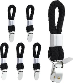 5 stuks handdoekklemmen, hangers voor handdoeken, handdoekhangers zonder naaien, handdoekclips met lussen, zwarte handdoekclips om op te hangen, handdoeklussen — thumbnail 1