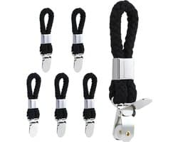 5 stuks handdoekklemmen, hangers voor handdoeken, handdoekhangers zonder naaien, handdoekclips met lussen, zwarte handdoekclips om op te hangen, handdoeklussen