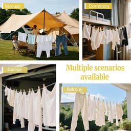 Gevlochten Katoenen Waslijn - Kledingtouw Outdoor - Kleding Drogen - UV-Bestendig - 10 meter - Natuurlijk — thumbnail 2
