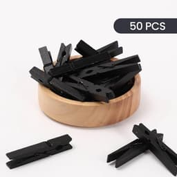 Houten Knijpers - Kleurrijke Clips - Foto's Ophangen - Stevige Constructie - 50 Stuks - Zwart — thumbnail 4
