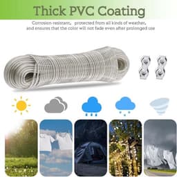 30 m Steel Core Washing Line - Outdoor Clothes Line with 2 Tensioners - Extra Strong for Balcony and Garden - Load Capacity 120 kg — thumbnail 4