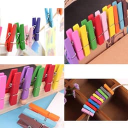 Houten Wasknijpers - Kleding Pins - Foto's Ophangen - Milieuvriendelijke Verf - 100 Stuks - Gekleurd — thumbnail 2