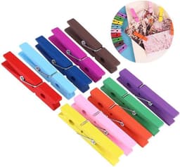 Houten Wasknijpers - Kleding Pins - Foto's Ophangen - Milieuvriendelijke Verf - 100 Stuks - Gekleurd — thumbnail 1