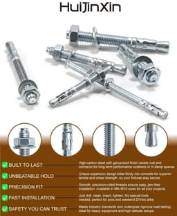 Boutankers Set - Zware pluggen - Beton Bevestigen - Corrosiebestendig Staal - M10 x 60 mm — thumbnail 5