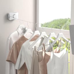 Intrekbare Waslijn - Wandmontage Drooghanger - Kleding Drogen - Ruimtebesparend Ontwerp - 30 cm - Wit — thumbnail 4
