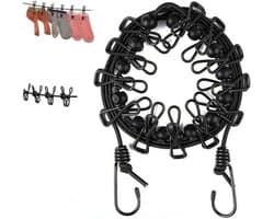 Draagbare elastische waslijn - Reis-waslijn met 12 draadclips