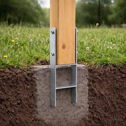 Paaldragers Thermisch Verzinkt - Grondankers H-anker - Tuinconstructies Verankeren - Stevige H-constructie - 91 x 600 mm - Zilverkleurig — thumbnail 3