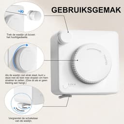 Waslijn Uitschuifbaar - Intrekbare Lijn - Kleding Drogen - Anti Doorhang Ontwerp - 46 Meter - Wit — thumbnail 3