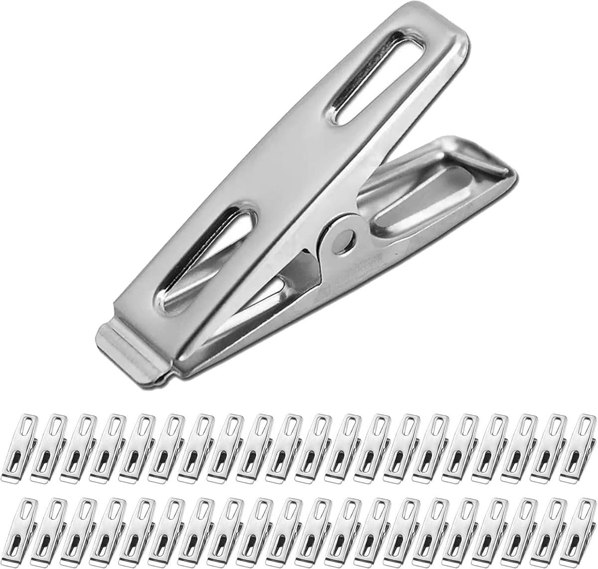 40 Stuks Kledingknijpers van RVS, Winddicht en Duurzaam, Ideaal voor Waslijnen, Snackzakken en Foto's in Huis, Keuken en Kantoor (4.5cm) — afbeelding 1
