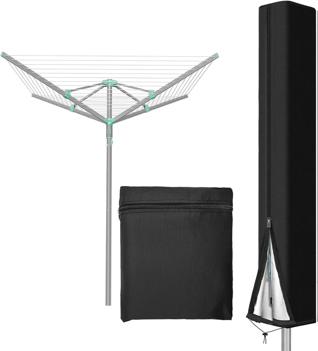 Afdekking voor wasrek van 210D Oxford-materiaal met ritssluiting en trekkoord, ideaal voor camping en tuin buitengebruik — afbeelding 1