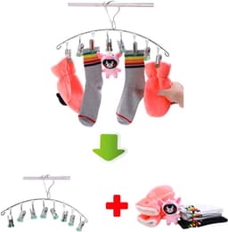 2 stuks Drogen Hanger,Roestvrij Staal Drogen Rack,Drip Hanger Met 8 Pegs voor Ondergoed Sokken BH Panty Handschoenen, Winddicht, Opvouwbaar Draagbaar, Snel Verwijder Kleding uit Hanger, Groen — thumbnail 4