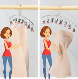2 stuks Drogen Hanger,Roestvrij Staal Drogen Rack,Drip Hanger Met 8 Pegs voor Ondergoed Sokken BH Panty Handschoenen, Winddicht, Opvouwbaar Draagbaar, Snel Verwijder Kleding uit Hanger, Groen — thumbnail 2