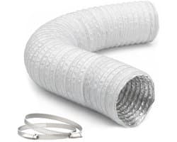 Afvoerslang 5 meter Ø 125 mm met 2 RVS-klemmen - Flexibele luchtslang voor airco, afzuigkap en droger - Gasdicht en temperatuurbestendig