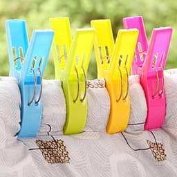 Benza – XXL Strandlakenknijpers – 8 stuks – 12 cm – Handdoekclips voor ligbed, strandstoel, campingstoel en waslijn – 4 kleuren — thumbnail 2