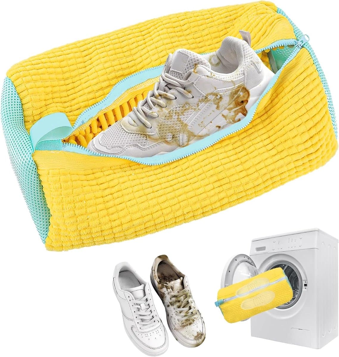 Schoenwaszak voor wasmachine, herbruikbare wasnet voor sneakers, anti-deformatie, lichtgewicht en draagbaar (39 x 19 cm) — afbeelding 1