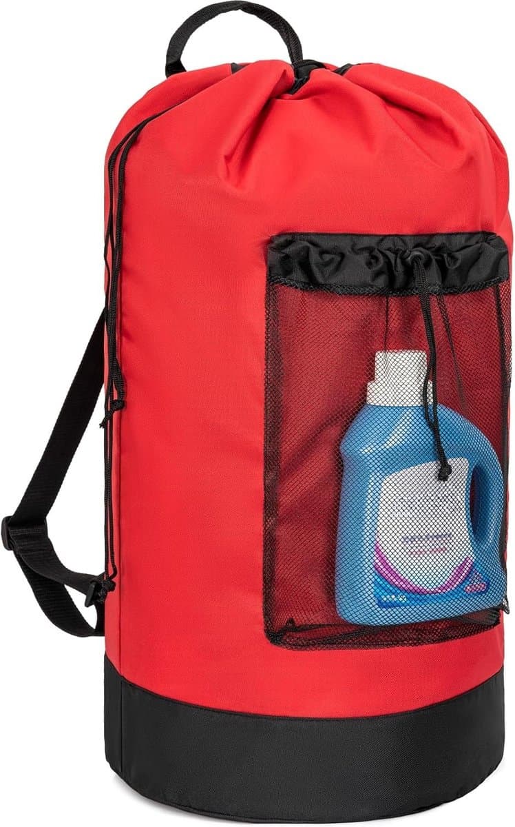 Grote Waterdichte Waszak van 90 Liter, Vouwbare Wasverzamelaar met Verstelbare Schouderbanden voor Thuis, College en Sportactiviteiten — afbeelding 1