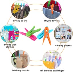 Wasclips Set van 60 Stuks - Duurzame Plastic Kledingclips - Sterk en Windbestendig - Zachte Afwerking Voor Kleding, Papier en Meer — thumbnail 5