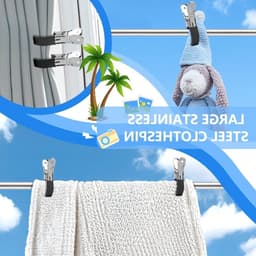 Grote Wasknijpers voor Handdoeken, 6 Stuks, Plastic Handdoekclips voor Strandstoelen en Wasgoed, Houdt Handdoeken Op Hun Plaats - Zwart — thumbnail 4