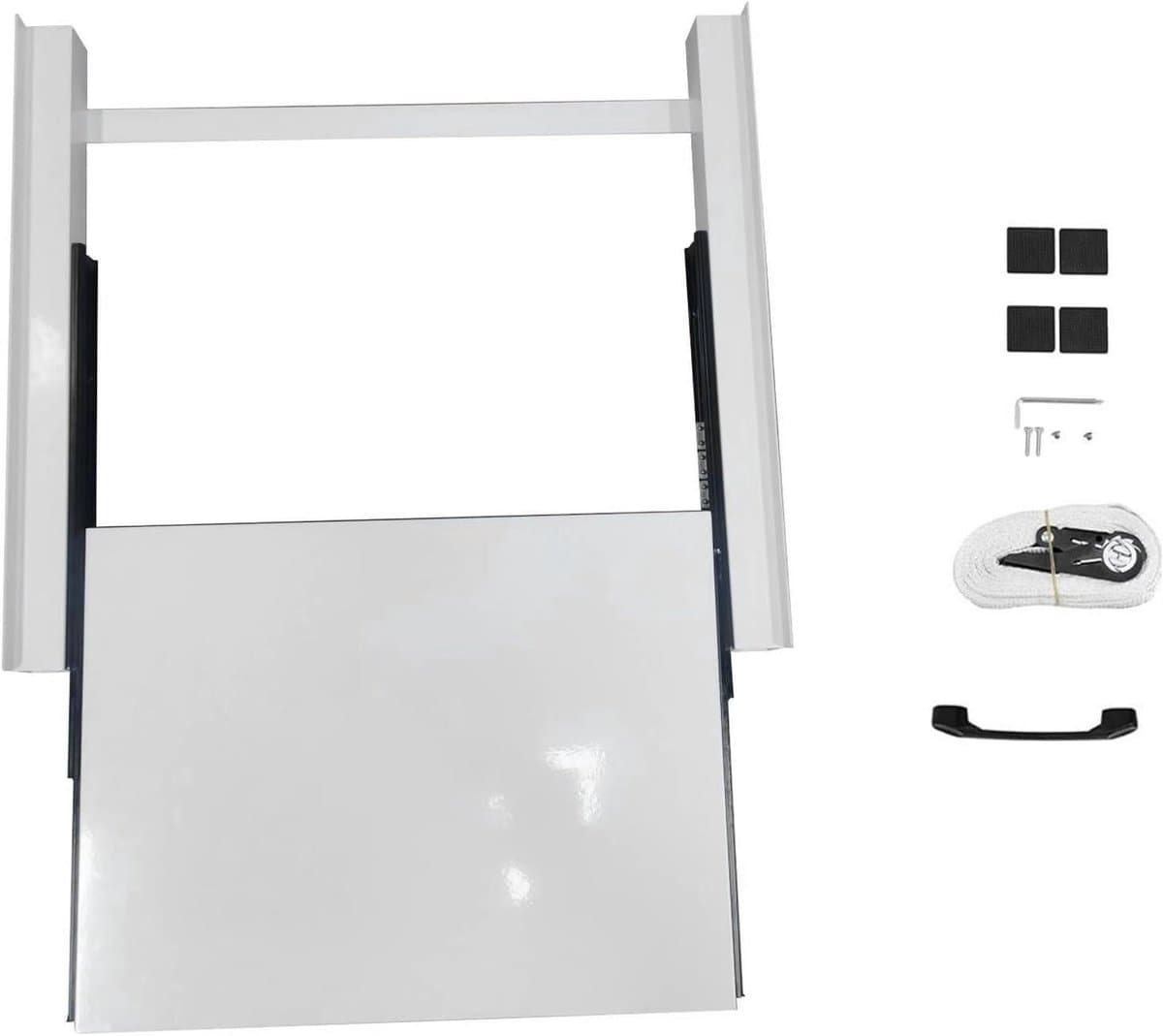Wasdroogcombinatie Stapelkit - Aansluitframe Droger - Ruimte Besparen - Uitschuifbare Plank - 60cm Breed - Wit — afbeelding 1