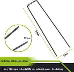 SnelShoppen - 100 x Flat Head Grondankers voor Onkruiddoek en Tuintegels, Carbon Staal, 150 x 25 x 2.7 mm, Ideaal voor Tuin, Camping en Fencing — thumbnail 3