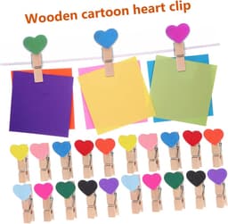 Houten Knijpers - Mini Clips - Foto's Ophangen - Hartvormig Design - 50 Stuks - Houtkleur — thumbnail 5