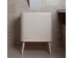 Novici wasmand beige 60L - wasmand op pootjes - wasmand op poten - wassorteerder met 2 vakken - wasbox - beige wasmand