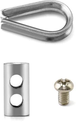SnelShoppen - RVS Staal Kabelset 6m/2mm, Stalen Kabel met M2 Krimpogen en Bevestigingsmaterialen voor Tentlijnen, Kledinglijnen, Tuin en Camping — thumbnail 5