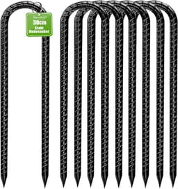 Grondanker haringen - Zwart - 30 cm - Verzinkt Staal - Voor Tenten en Trampolines — thumbnail 2