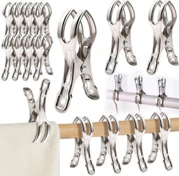 Handdoekklemmen 11 cm - 16 stuks voor strandstoelen, roestvrij staal, grote wasknijpers, ideaal voor badhanddoeken en lakens — thumbnail 1