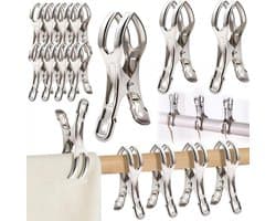 Handdoekklemmen 11 cm - 16 stuks voor strandstoelen, roestvrij staal, grote wasknijpers, ideaal voor badhanddoeken en lakens